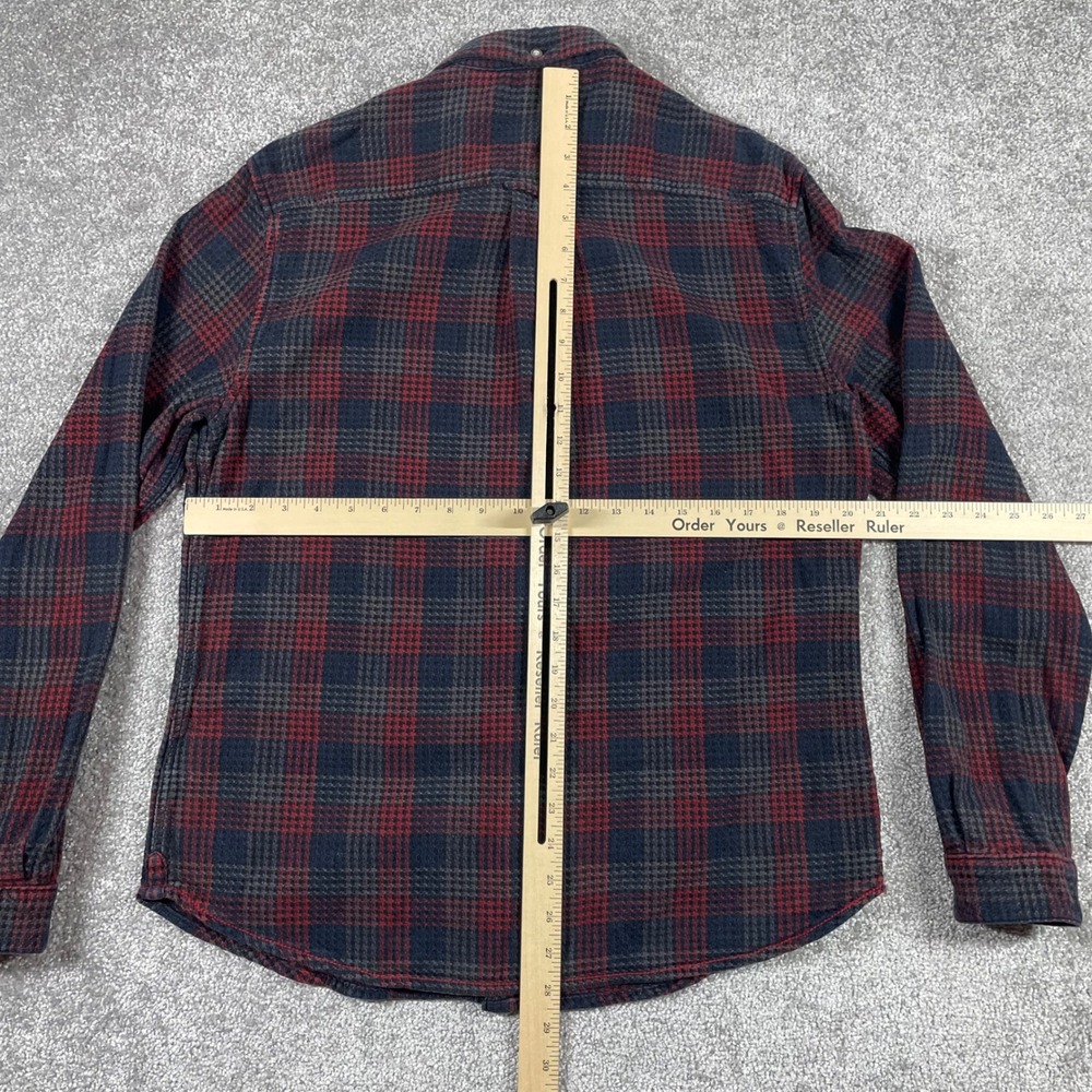 Carbon 2 Cobalt Flannel Shirt Mens Medium Plaid Button Up Cotton Red Black Gray - Picture 9 of 14